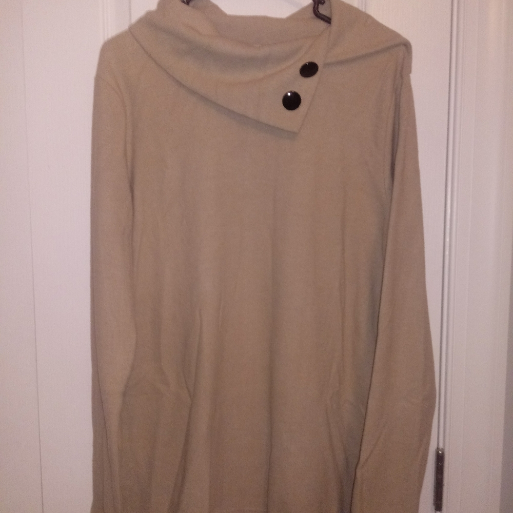Tan long sleeve with black buttons
